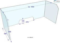 Filex – universeel hygiëne bureauscherm van acryl 150x60
