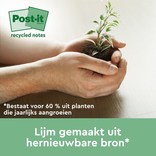 Memoblok Post-it 654 76x76mm recycled pastel geel 16 stuks-1