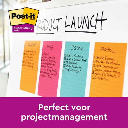 Memoblok Post-it 6445 Super Sticky 152x101mm assorti 4 stuks-2