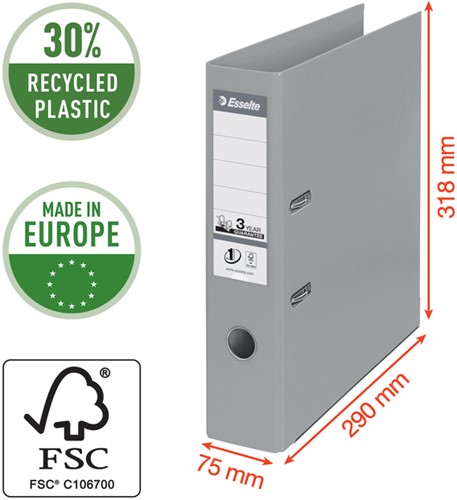 Ordner Esselte No.1 Power VIVIDA 75mm 30% gerecycled PP folie zwart-3