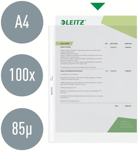 Showtas Leitz Premium standaard 11-gaats copy safe 0.085mm PP A4 transparant 100 stuks-12