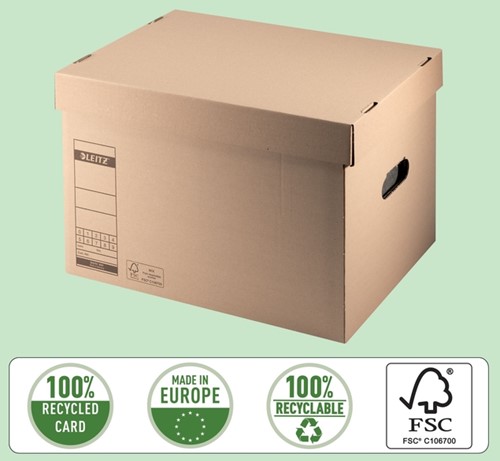 Archief- en transportdoos met deksel Leitz Premium 335x280x440mm natuurbruin-1