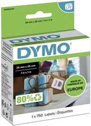 Etiket Dymo LabelWriter multifunctioneel 25x25mm 1 rol á 750 stuks wit