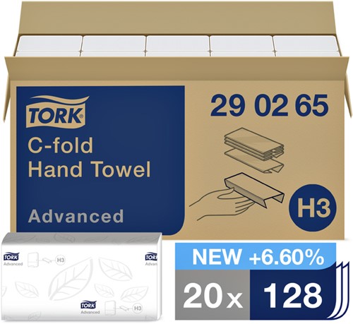 Handdoek Tork H3 290265 Advanced C 2laags 31x25cm 20x128st