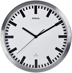 Wandklok MAUL Pilot RC Ø305x45mm aluminium frame wit incl. batterij