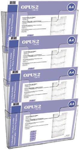 Folderhouder OPUS 2 A4 wand liggend koppelbaar transparant