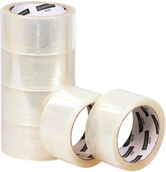 Verpakkingstape Quantore 50mmx60m PP no noise transparant 6rollen