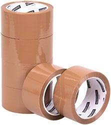 Verpakkingstape Quantore 50mmx60m PP no noise bruin 6rollen